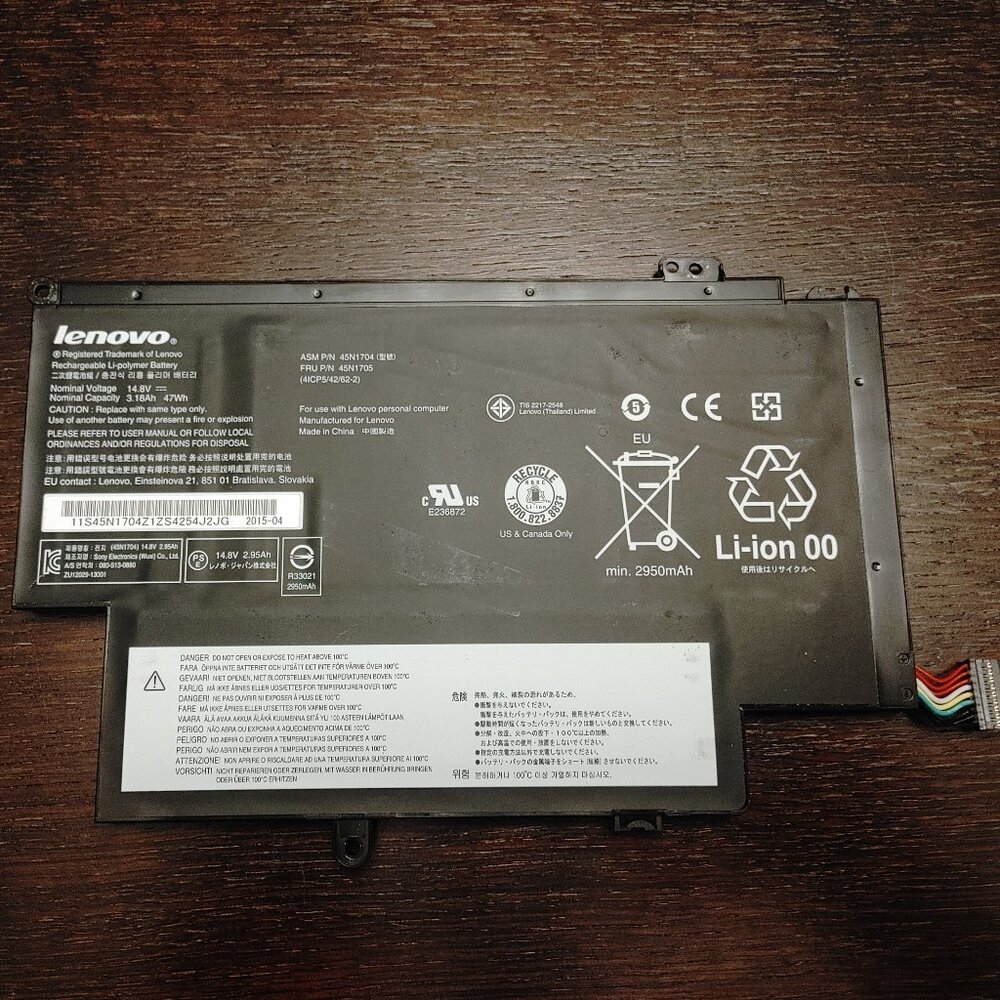 GOOD CONDITION Lenovo 45N1704/45N1705 Yoga Laptop Battery Tested Working Black